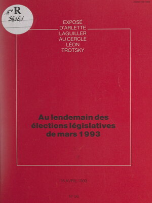 cover image of Au lendemain des élections législatives de mars 1993